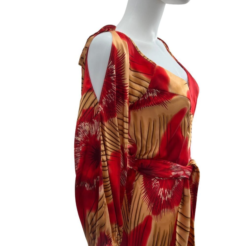 Vintage Tracy Feith Red Printed Silk Dress Size S - Picture 5 of 11